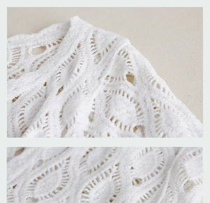 Women's Relaxed Cotton Loose Long Sleeve Cover Up | Beige Or White