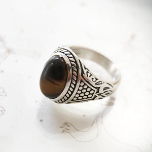 Powerful Bohemian Finger Ring With Brown Oval Stone | Various Sizes