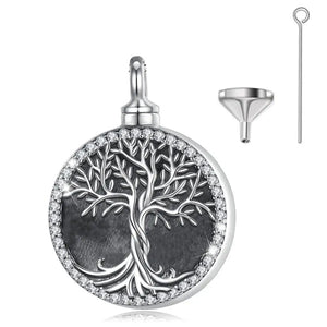 Silver Tree of Life Crystal Cremation Locket / Pendant | 925 Sterling Silver
