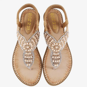 Women's Hippie Sandals With Rhinestone Pearl Feature | Various Colours