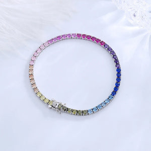 Beauitful Hippie Rainbow Coloured Bracelet With Zircon Cystals | 925 Silver | Various Sizes