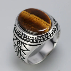 Bohemian 925 Silver Finger Ring With Genuine Tiger Eye Stone | Various Sizes