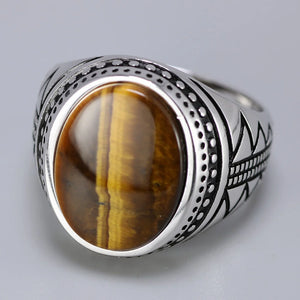 Bohemian 925 Silver Finger Ring With Genuine Tiger Eye Stone | Various Sizes