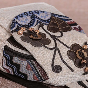 Cute Light Weight Cotton Fabric Ethnic Back Pack With Flower Design