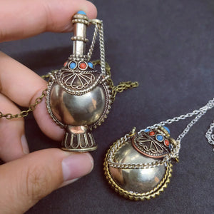 Handmade Antique Bohemian Jar / Cremation Pendant Necklace