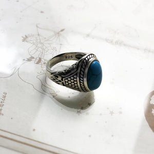 Bohemian Ethnic 925 Silver Finger Ring With Aqua Stone | Various Sizes