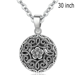 Pregnancy Harmony Ball Necklace With Flower Of Life Design | 2 Designs