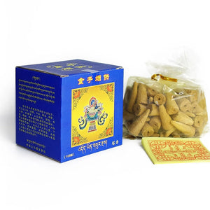 Hand Made Tibetan Religious Meditation Backflow Incense Cones | 60 Cone Pack