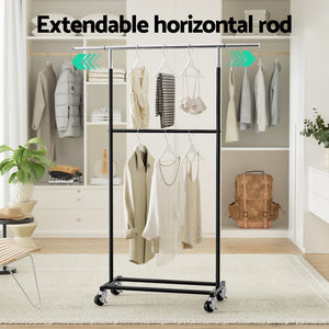Artiss Clothes Rack | Double Rod | Coat Stand Airer | Adjustable Hanger