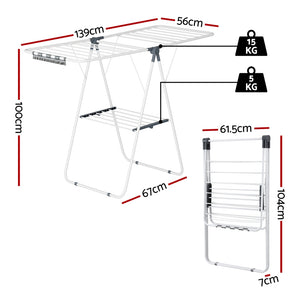 2-Tier Clothes Rack | Foldable Airer | 139cm | White