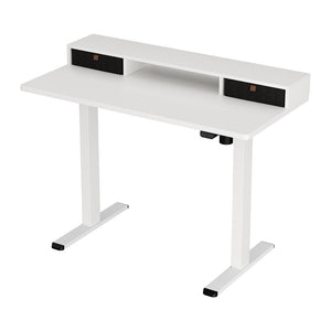 Electric Standing Desk | 120 cm | Office Table with Storage Shelf & Drawer