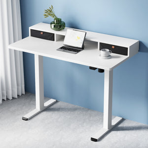 Electric Standing Desk | 120 cm | Office Table with Storage Shelf & Drawer
