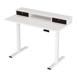 Electric Standing Desk | Dual Motor | 120 cm Office Table with Shelf & Drawer