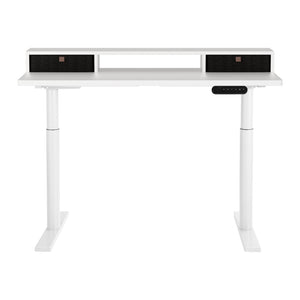 Electric Standing Desk | 120 cm | White with Storage Rack, Shelf & Drawers