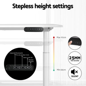 Electric Standing Desk | 120 cm | White with Storage Rack, Shelf & Drawers