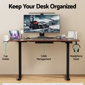 Motorised Standing Desk | Dual Motor Electric | 140cm | Walnut Finish