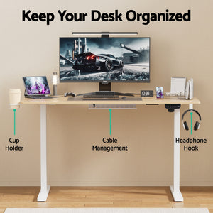 Sit-Stand Desk | Touch Control Electric | 140cm | Oak Finish