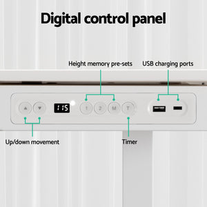 Electric Standing Desk | 120cm | Drawer Included | White