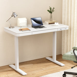 Electric Standing Desk | 120cm | Drawer Included | White