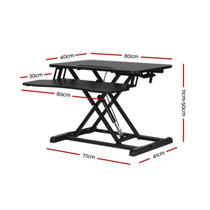 Standing Desk Riser | Height Adjustable | Black | 80CM