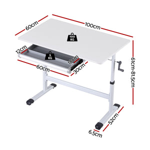 Standing Desk | Height Adjustable | 100cm Workstation | White