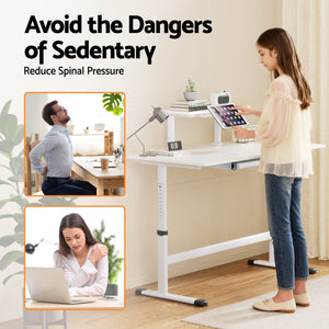 Height Adjustable Standing Desk | 120cm | Study Workstation | White