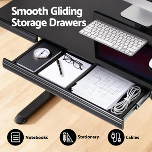 Motorised Sit-Stand Desk | 120cm | Tempered Glass Top | Black