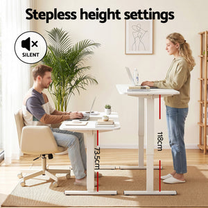 Artiss Criss Cross Chair with Wheels & Adjustable Armrests and Electric Standing Desk 140cm with Memory Presets, Ergonomic Cross Legged Chair and Office Desk Set