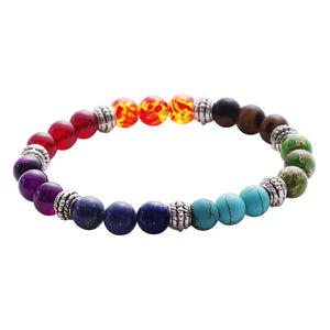 7 Chakra Mixed Stone Healing Lava Bead Bracelet | Hand Crafted