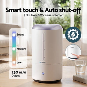 Ultrasonic Humidifier | 4L Top Fill Aroma Diffuser | White