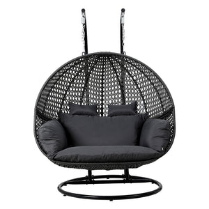 Outdoor Swing Chair | Hanging Rattan Pod | 2 Seater | Stand + Cushions