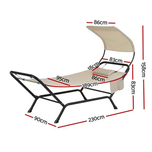 Hammock Bed with Stand | Sun Lounge Chair | Beige
