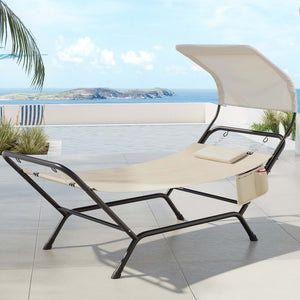 Hammock Bed with Stand | Sun Lounge Chair | Beige