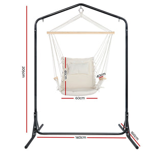 Gardeon Outdoor Hammock Chair | w/Stand | Swing Hanging Hammock | Garden | Cream