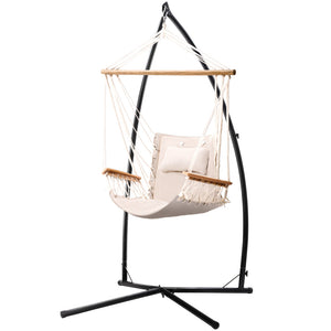 Hammock Chair | Steel Stand | Armrest | Outdoor Hanging | Cream