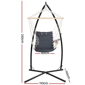 Hammock Chair | Steel Stand | Armrest | Outdoor Hanging | Grey