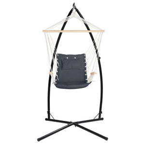 Hammock Chair | Steel Stand | Armrest | Outdoor Hanging | Grey