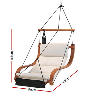 Hammock Chair | Wooden Hanging | Indoor Outdoor Lounge | Patio
