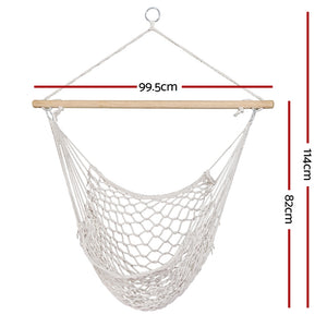 Gardeon Hammock Chair | Outdoor Hanging Camping | Mesh | Indoor | Cream