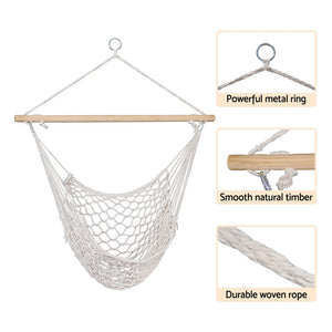 Gardeon Hammock Chair | Outdoor Hanging Camping | Mesh | Indoor | Cream