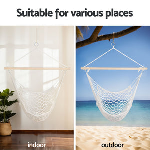 Gardeon Hammock Chair | Outdoor Hanging Camping | Mesh | Indoor | Cream