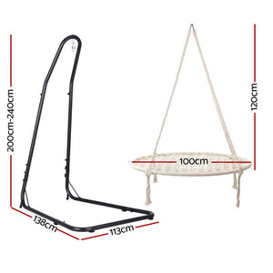 Hammock Hanging Chair | Steel Stand Frame | Patio & Garden Swing Chair | Weatherproof