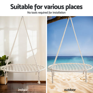 Hammock Hanging Chair | Steel Stand Frame | Patio & Garden Swing Chair | Weatherproof