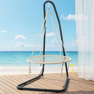 Hammock Hanging Chair | Steel Stand Frame | Patio & Garden Swing Chair | Weatherproof