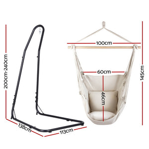 Hammock Chair | Heavy Duty Steel Stand | Outdoor Lounge Swing for Backyard & Deck