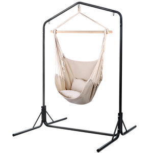 Gardeon Outdoor Hammock Chair | w/Stand | Hanging Hammock with Pillow | Cream