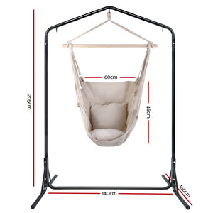 Gardeon Outdoor Hammock Chair | w/Stand | Hanging Hammock with Pillow | Cream