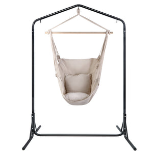 Gardeon Outdoor Hammock Chair | w/Stand | Hanging Hammock with Pillow | Cream