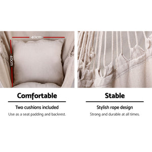 Gardeon Outdoor Hammock Chair | w/Stand | Hanging Hammock with Pillow | Cream