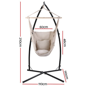 Hammock Chair | Outdoor Camping Hanging | Steel Stand | Cream